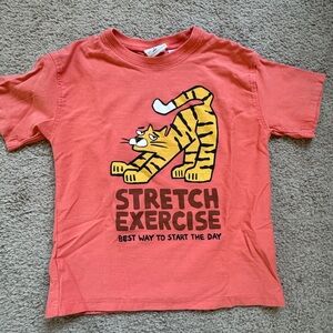 Zara Kids Coral Tiger Stretch Exercise T-Shirt
